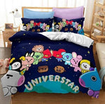 Juego de cama BT21 con funda de edredón y relleno