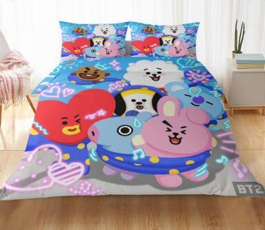 Juego de cama BT21 con funda de edredón y relleno
