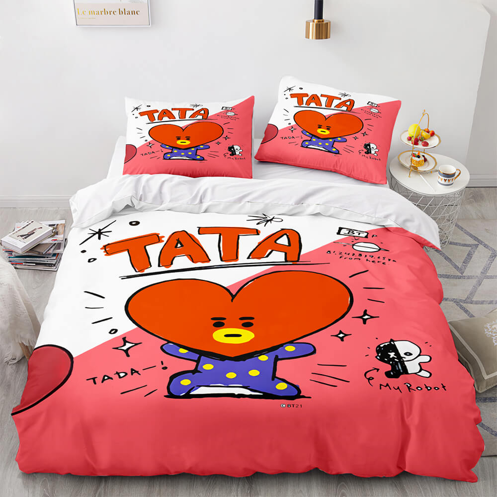 Juego de cama BT21 con funda de edredón y relleno