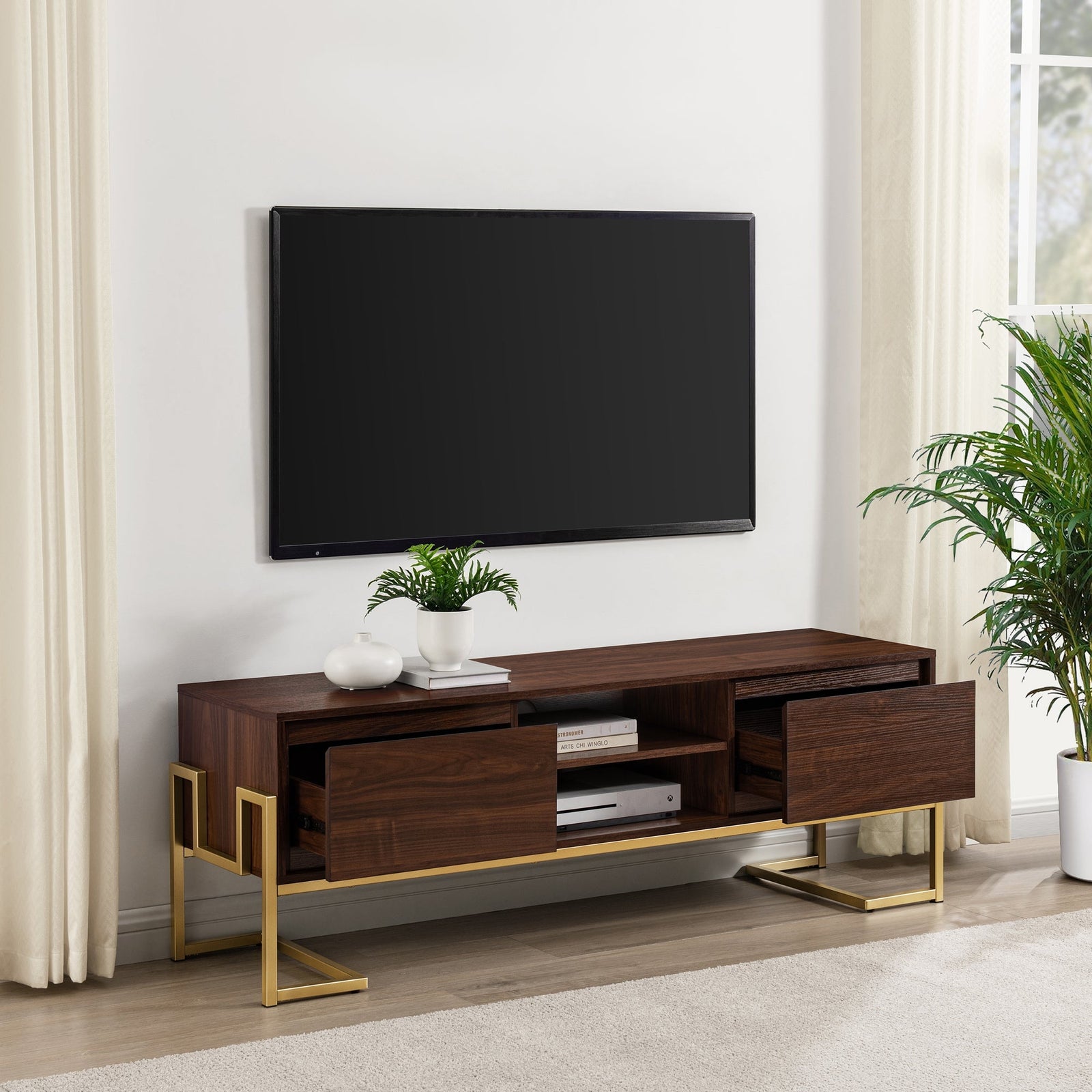 Mueble de TV Betty Modern Glam con dos cajones