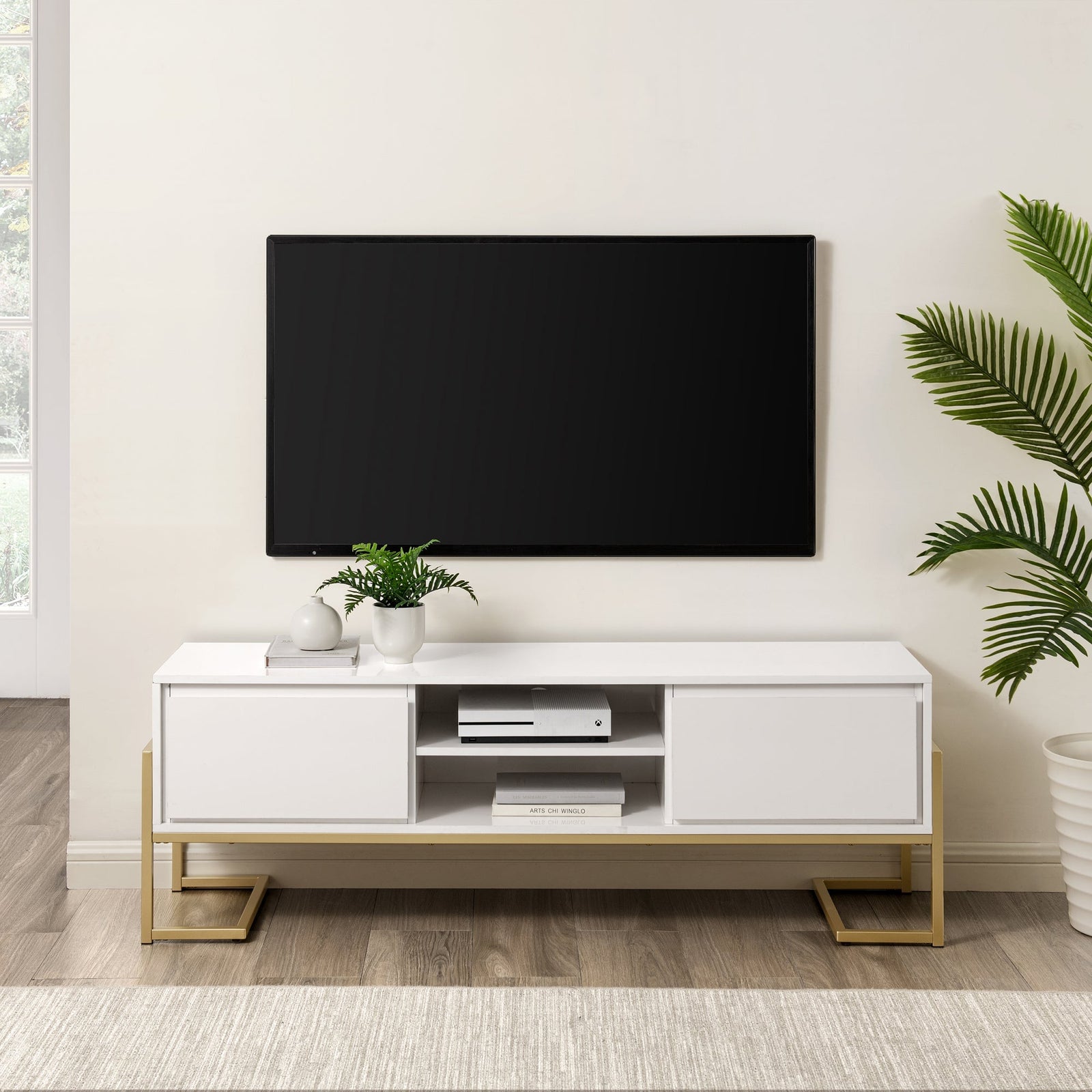 Mueble de TV Betty Modern Glam con dos cajones