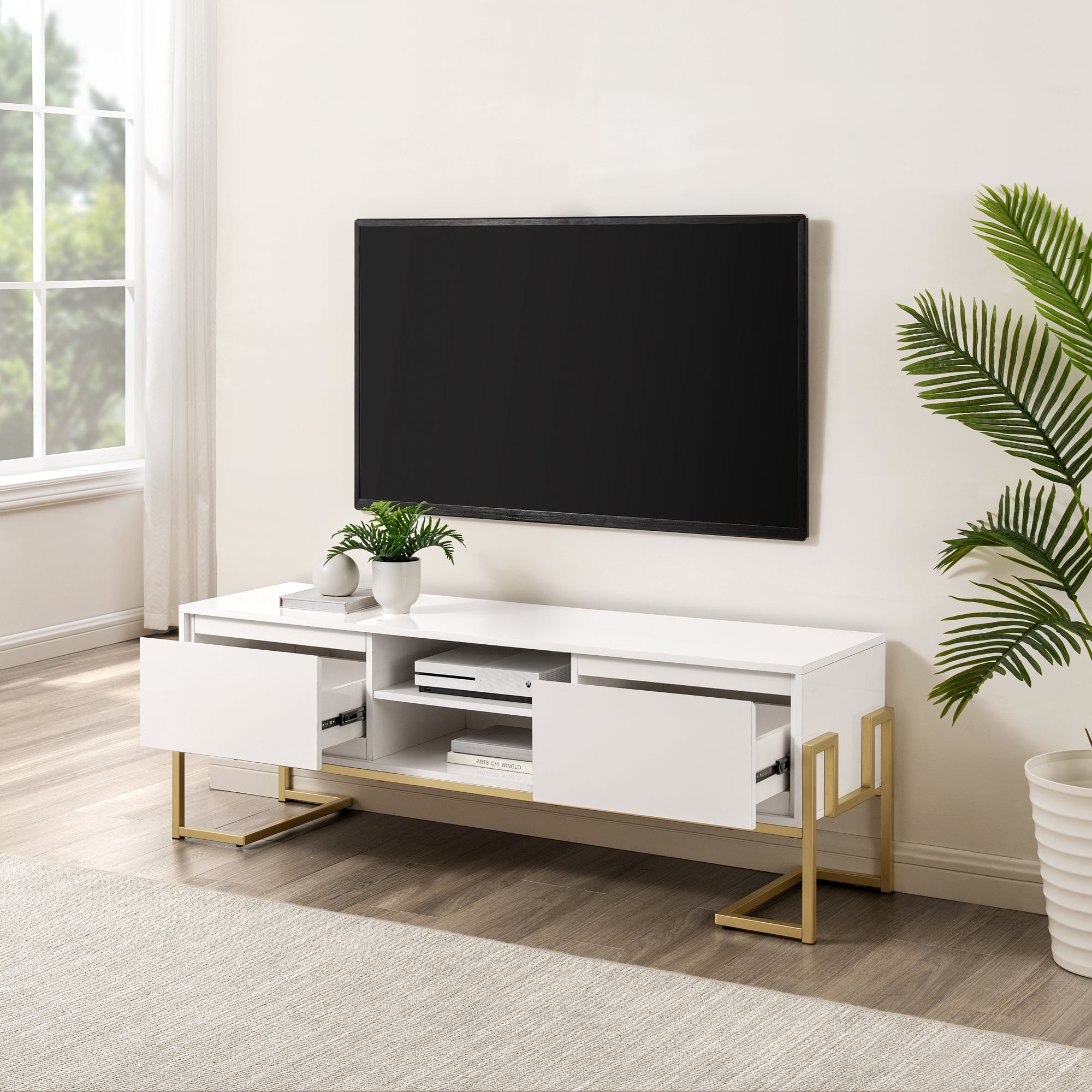 Mueble de TV Betty Modern Glam con dos cajones