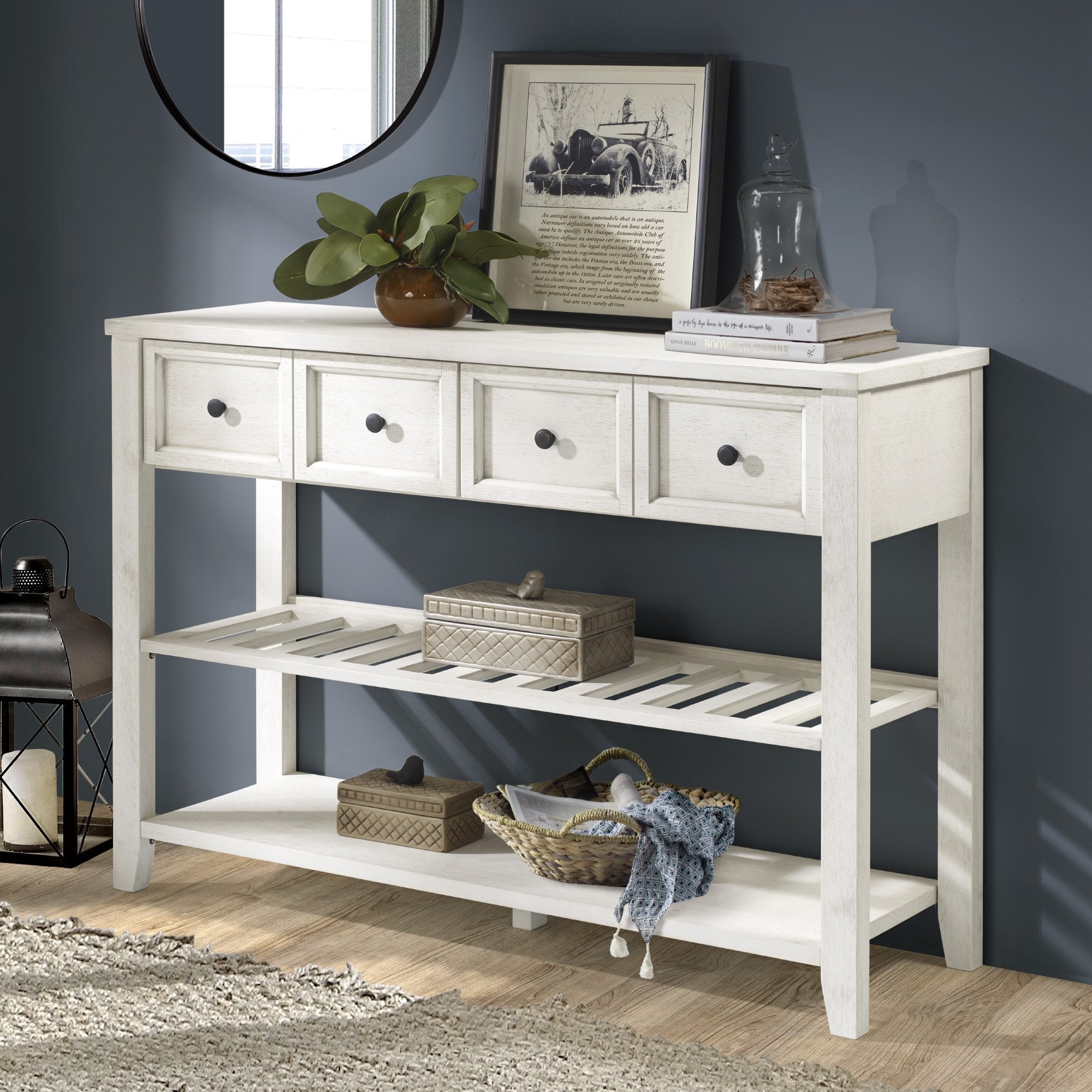 Barra tipo buffet Hank con estante para vinos