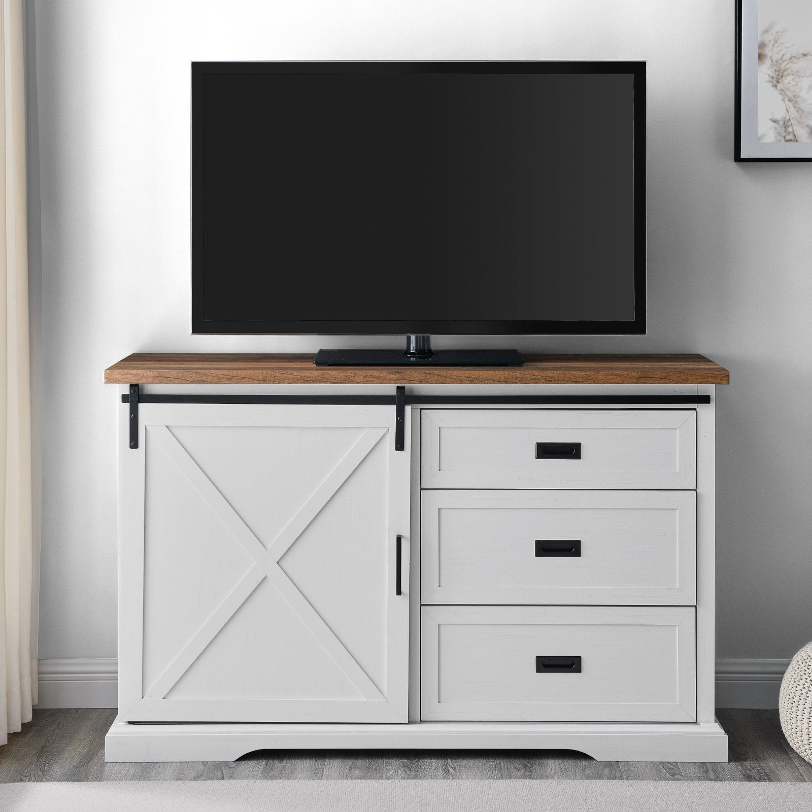Aparador tipo buffet y mueble de TV con puertas corredizas tipo granero
