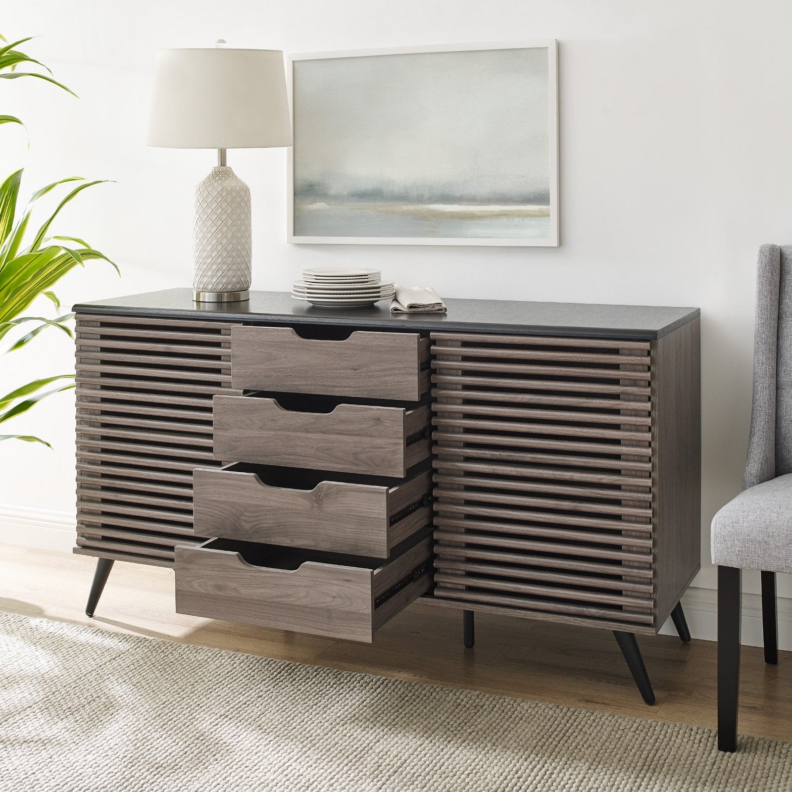 Aparador con puertas corredizas y cajones / Mueble de TV Havana