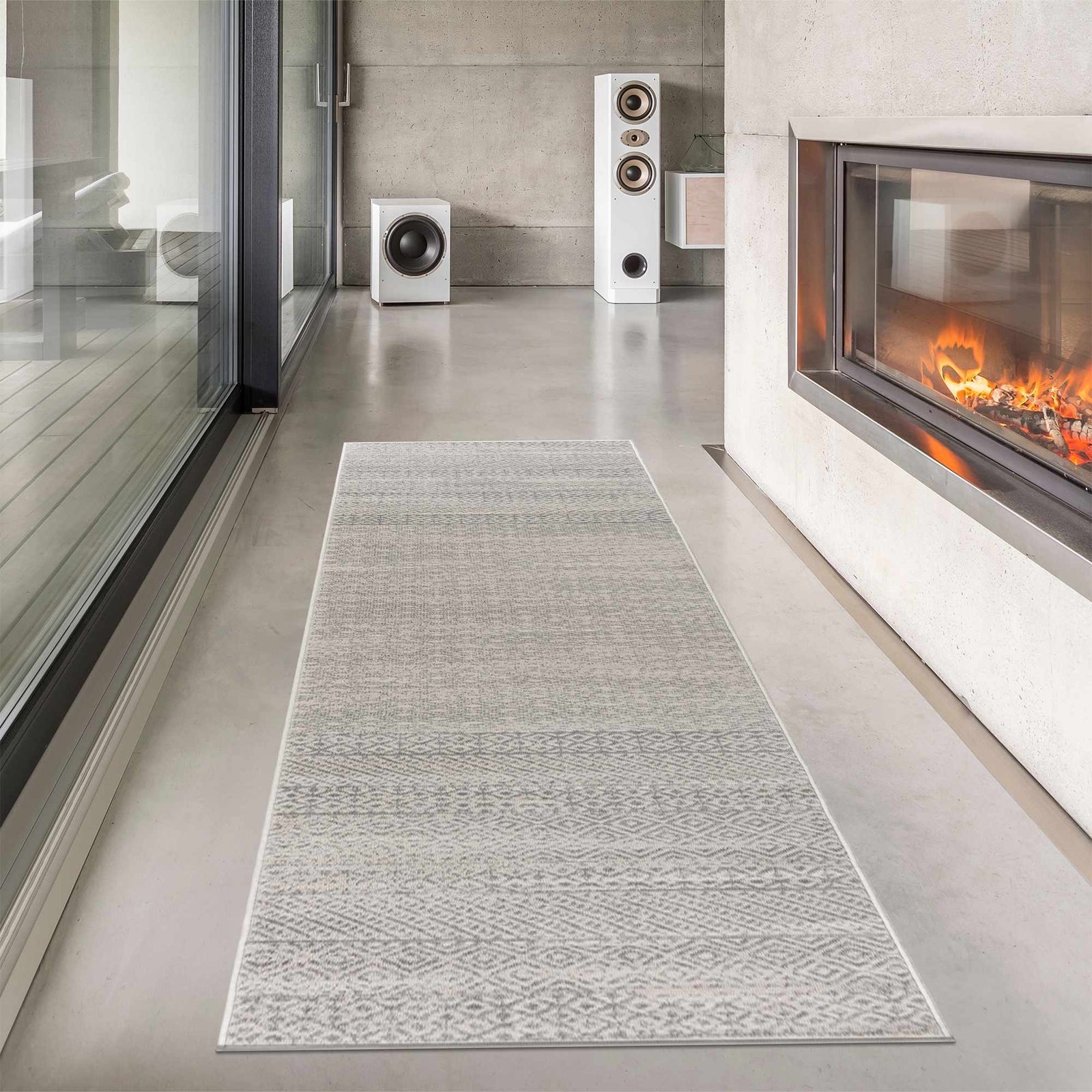 Alfombra azteca Tigri en color marfil y gris 2317 - Oferta