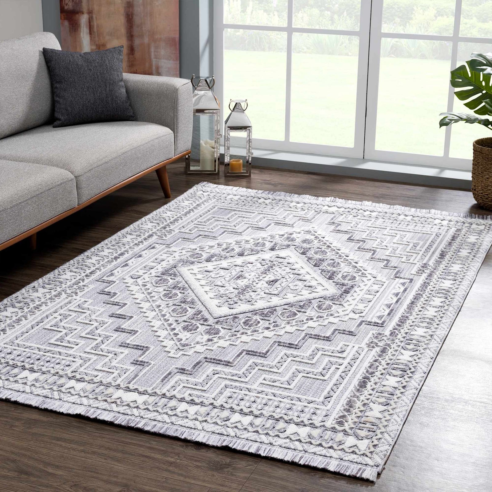 Alfombra Sajonia texturizada Alya con flecos - Liquidación
