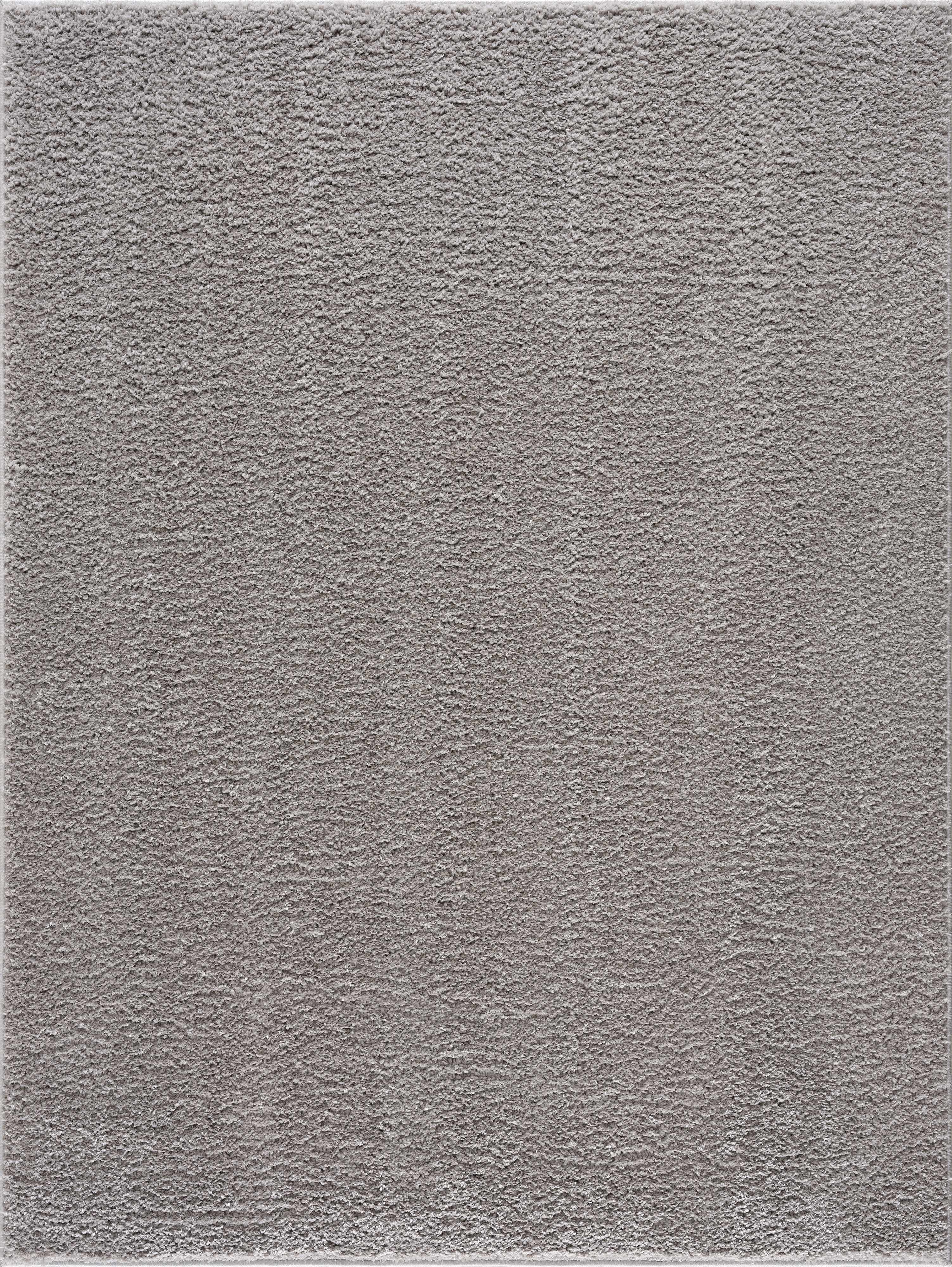 Alfombra peluda lavable Judy de color gris liso