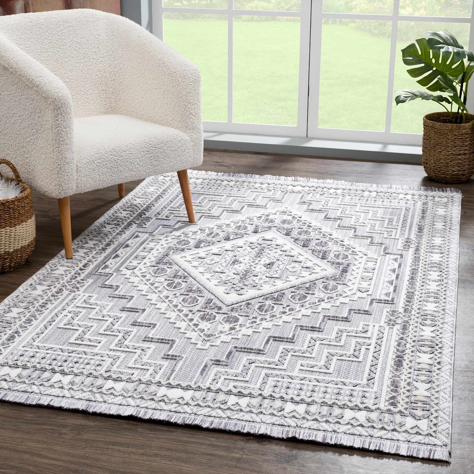 Alfombra Sajonia texturizada Alya con flecos - Liquidación