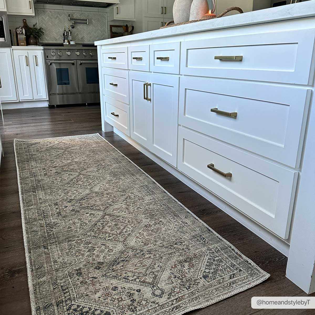 Alfombra lavable de pelo plano beige Barny