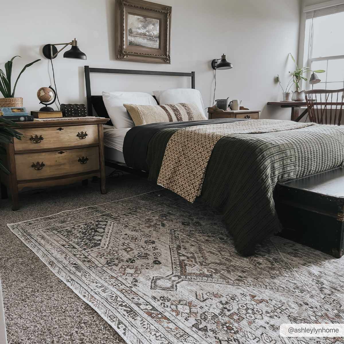 Alfombra lavable de pelo plano beige Barny