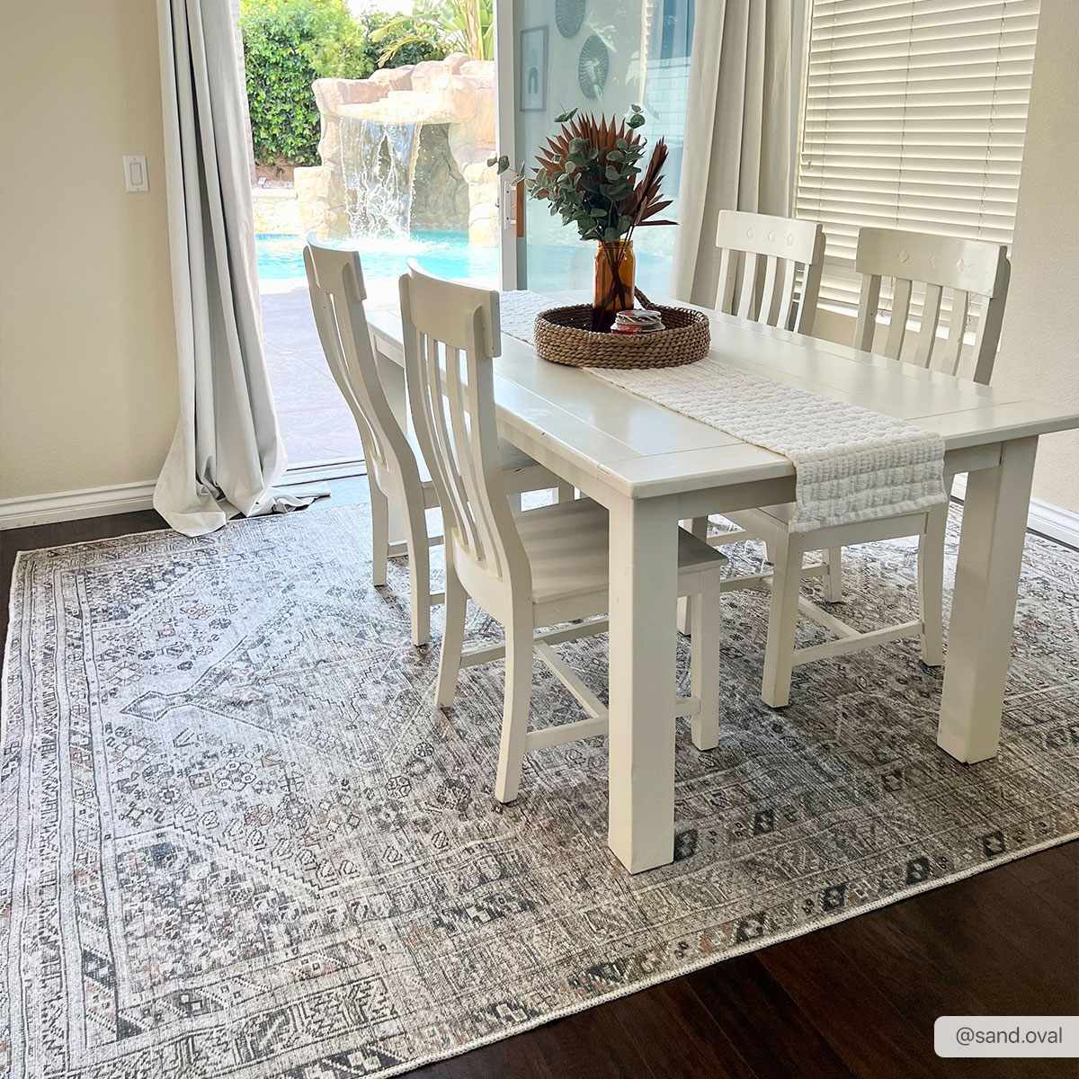 Alfombra lavable de pelo plano beige Barny