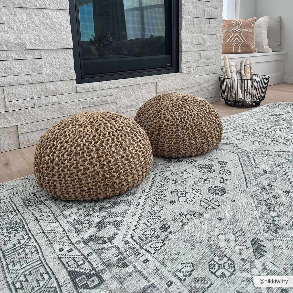 Alfombra lavable de pelo plano Barny Sage