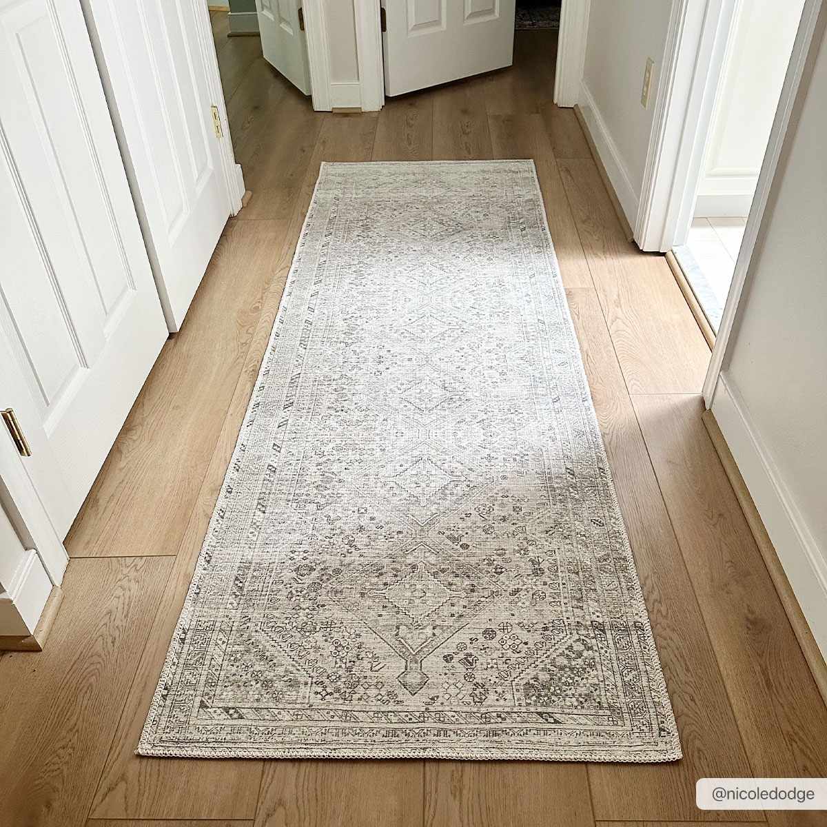 Alfombra lavable de pelo plano Barny Sage