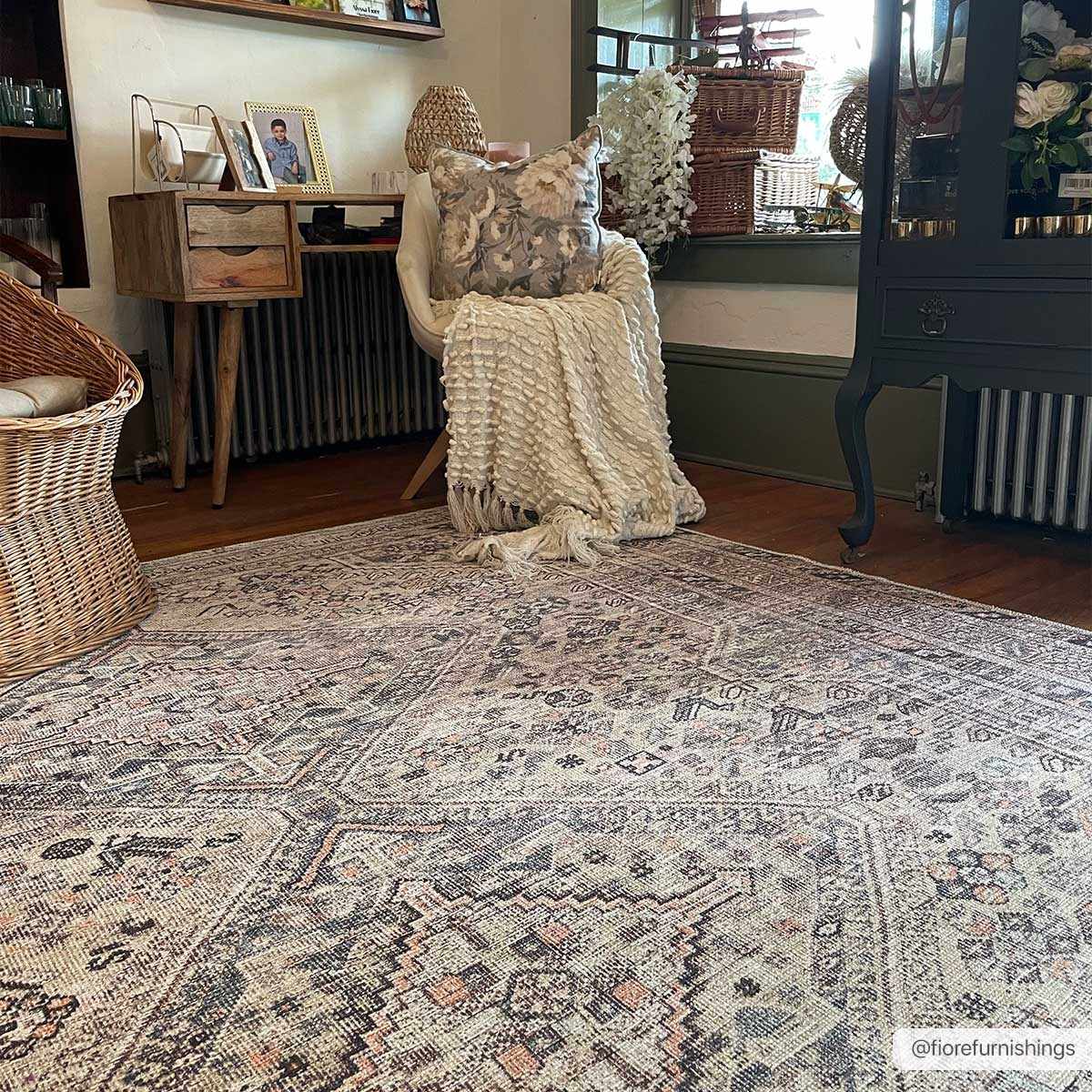 Alfombra lavable de pelo plano color canela Barny