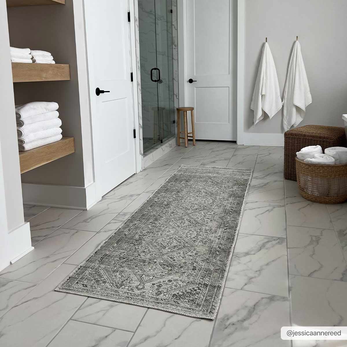 Alfombra lavable de pelo plano Barny Sage