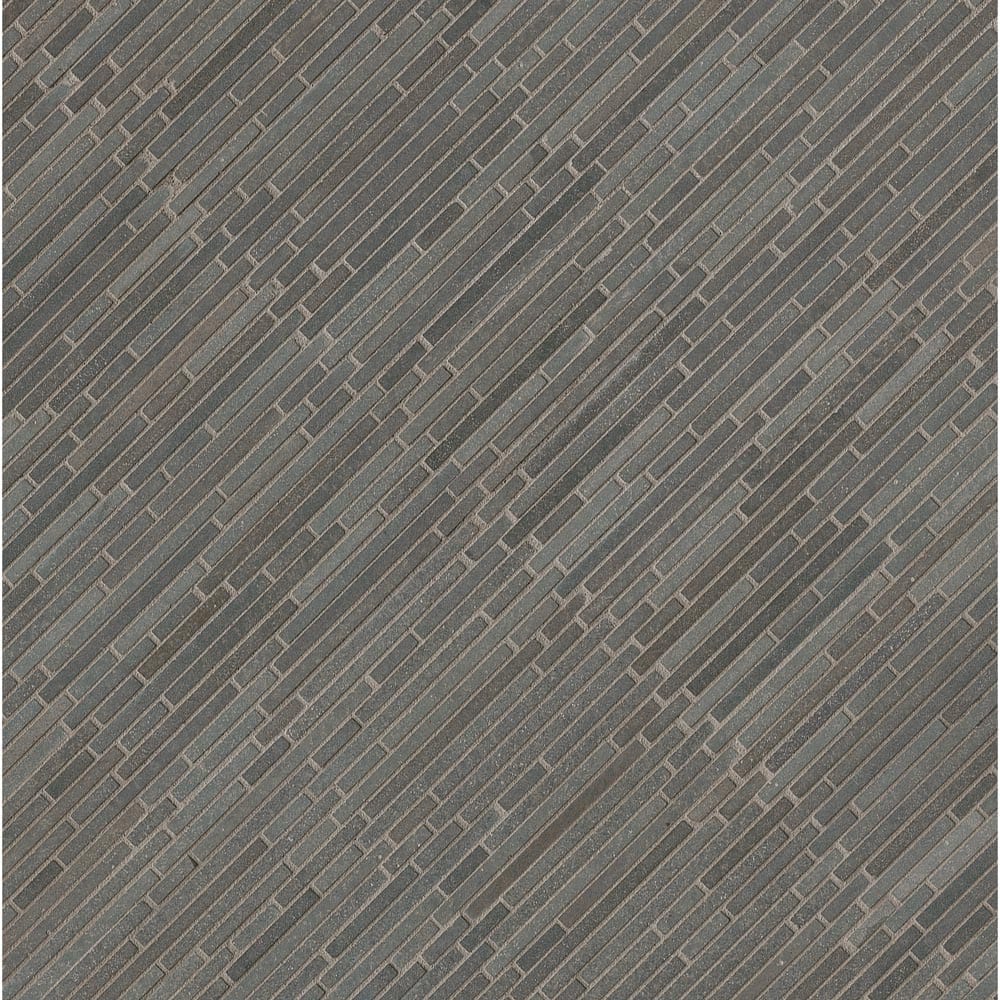 Mosaico de bambú azul basalto de 30,5 x 30,5 cm, montado en malla pulida - Colección MSI