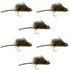 Deer Hair Scruffy Rat 6 Flies Hook  Size 2 - Bass Fly Fishing Bug Wide Gape Bass Hooks With Weed Guard