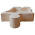 Lavabo de baño con forma de rompecabezas de travertino beige de piedra natural sobre tocador