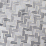 Mosaico de mármol pulido Bergamo Herringbone de 29,5 x 29,5 cm, montado en malla - Colección MSI