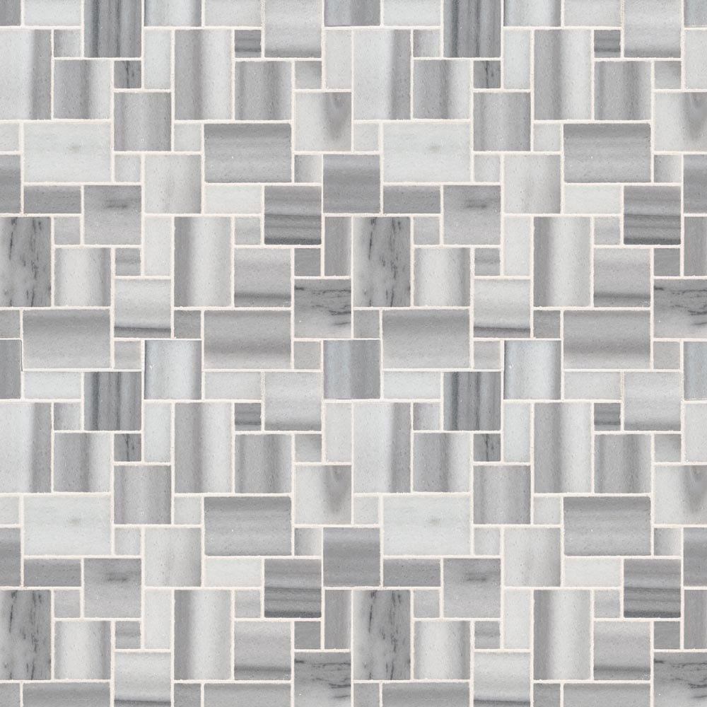 Mosaico de mármol pulido Bergamo Magic Pattern de 30,5 x 30,5 cm, montado en malla - Colección MSI