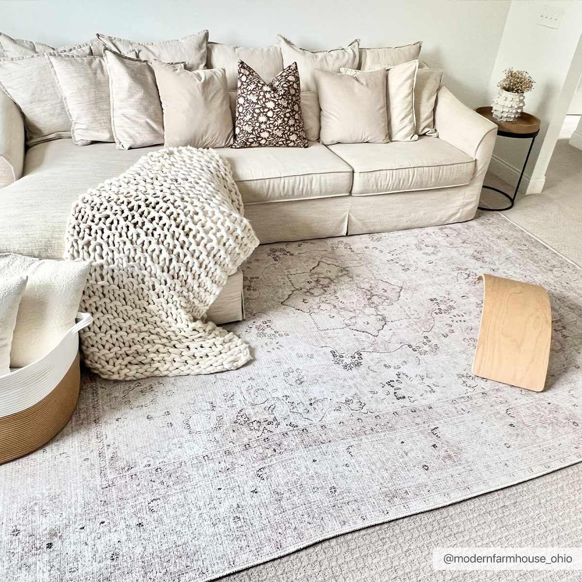 Alfombra lavable de pelo plano vintage Bethany
