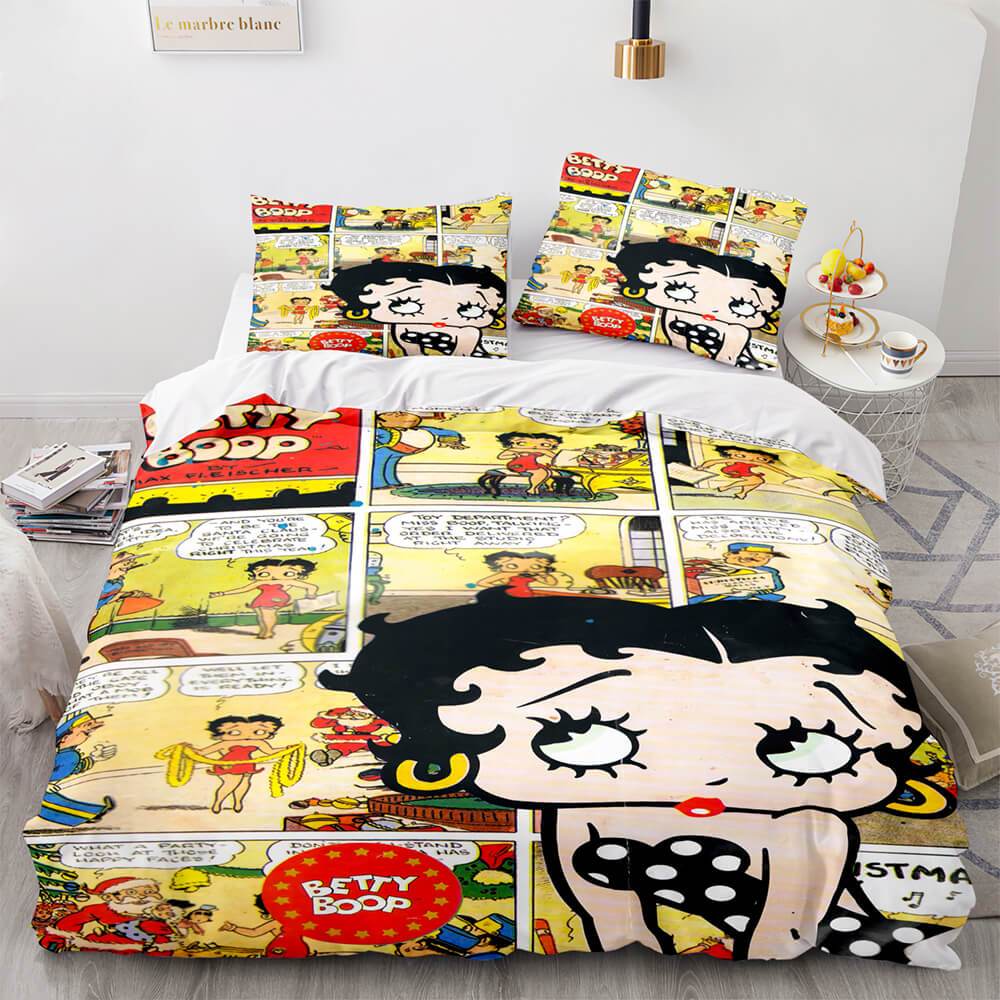 Juego de cama Betty Boop, funda de edredón, juegos de cama