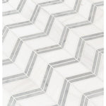 Mosaico de mármol pulido Bianco Dolomite Chevron de 30,5 x 30,5 cm, montado en malla - Colección MSI