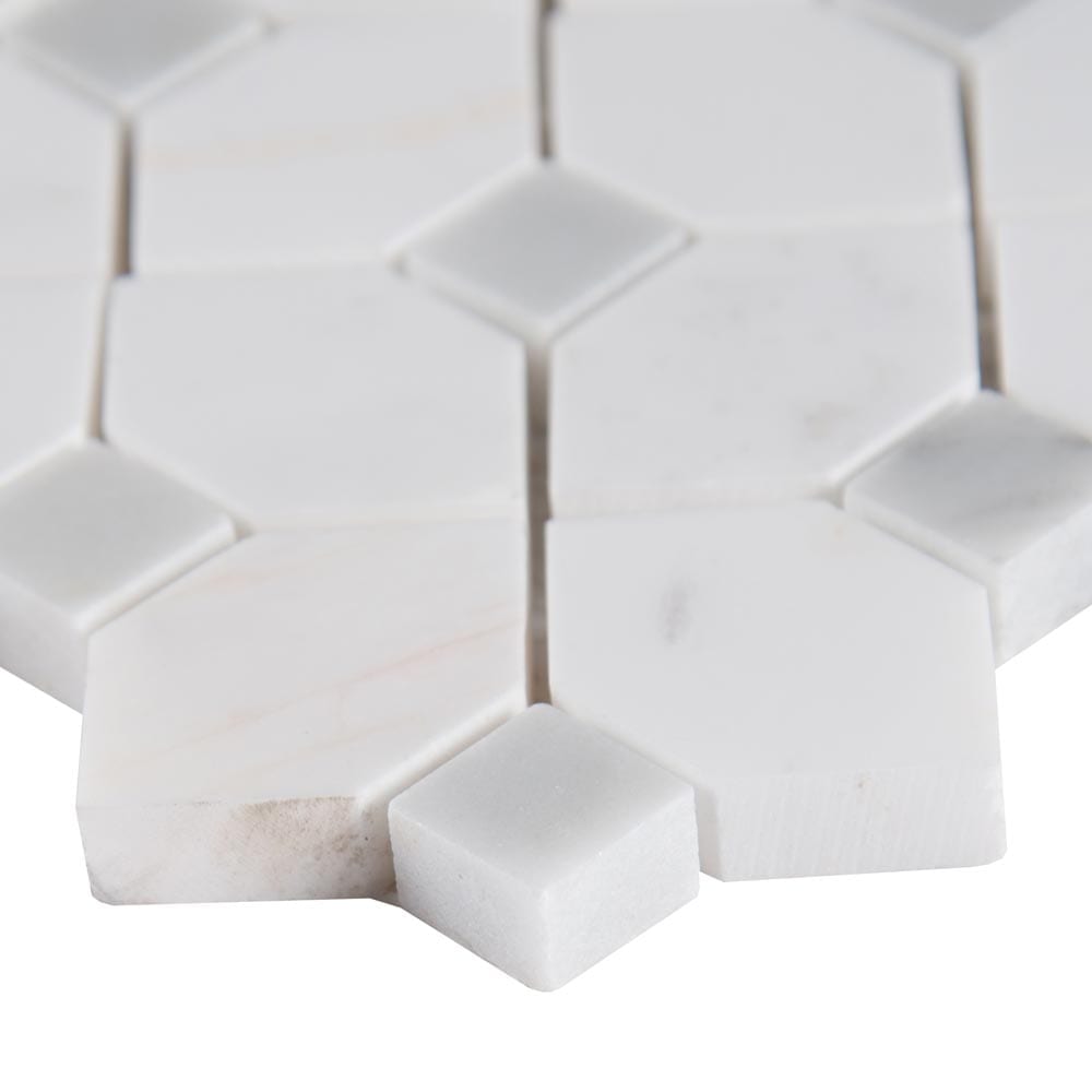 Mosaico de mármol pulido Bianco Dolomite Dotty de 31,1 x 31,1 cm, montado en malla - Colección MSI