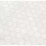 Mosaico hexagonal de mármol pulido Bianco Dolomite de 29,5 x 30,5 cm, montado en malla, colección MSI