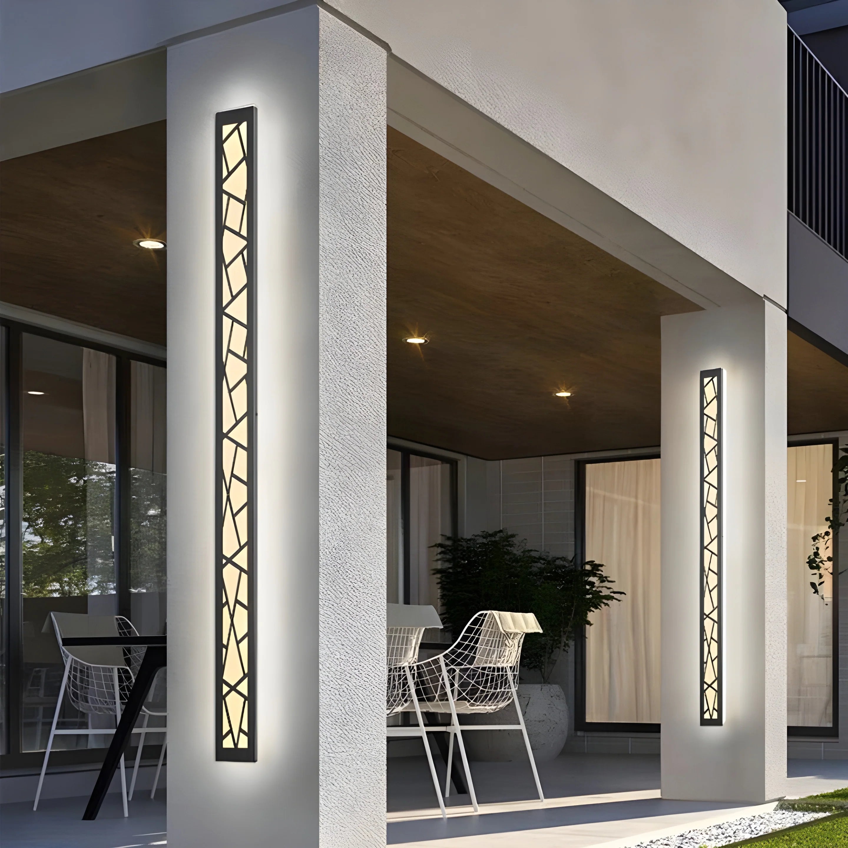 Lámpara de pared LED alta de aluminio resistente al agua para exteriores con diseño creativo negro para villa