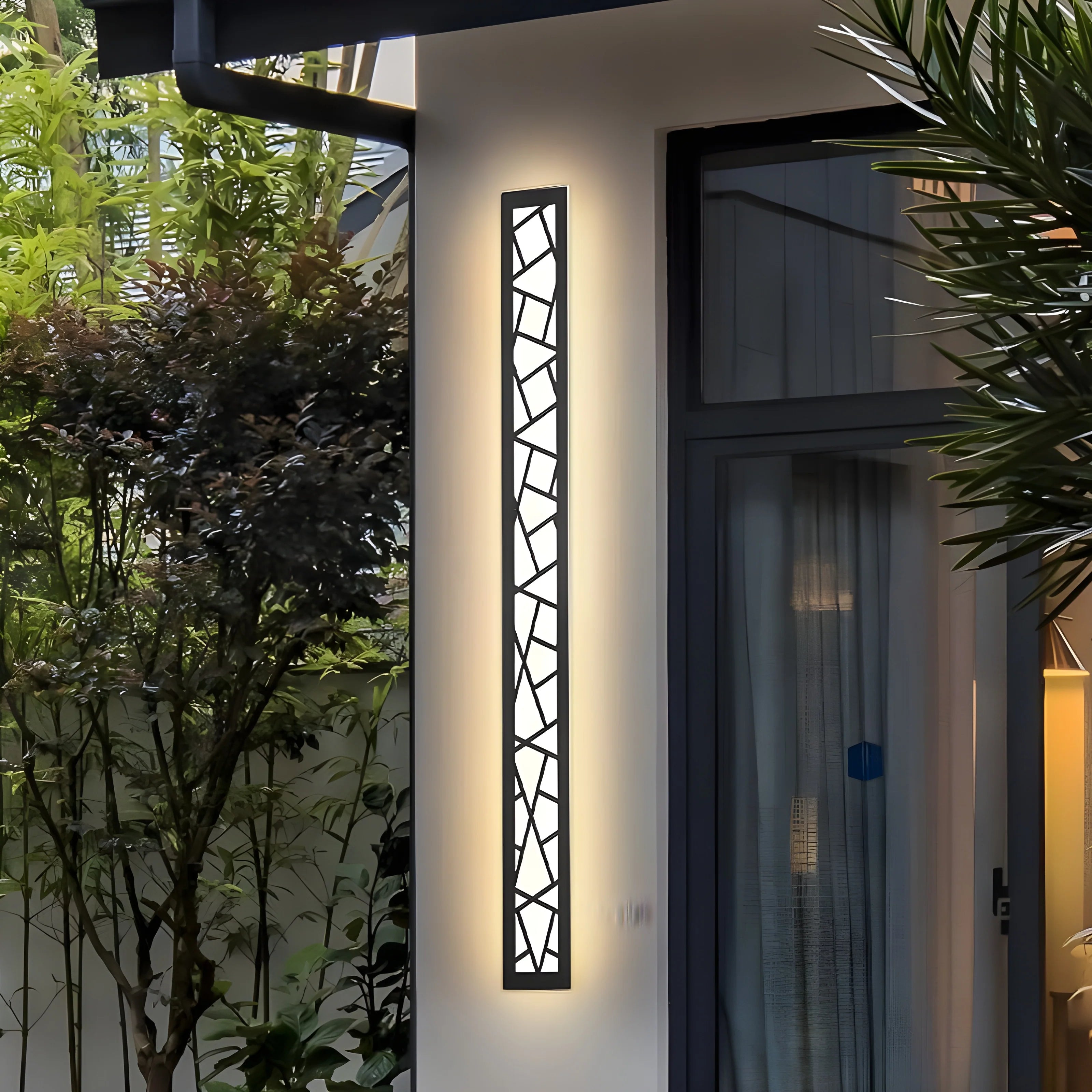 Lámpara de pared LED alta de aluminio resistente al agua para exteriores con diseño creativo negro para villa