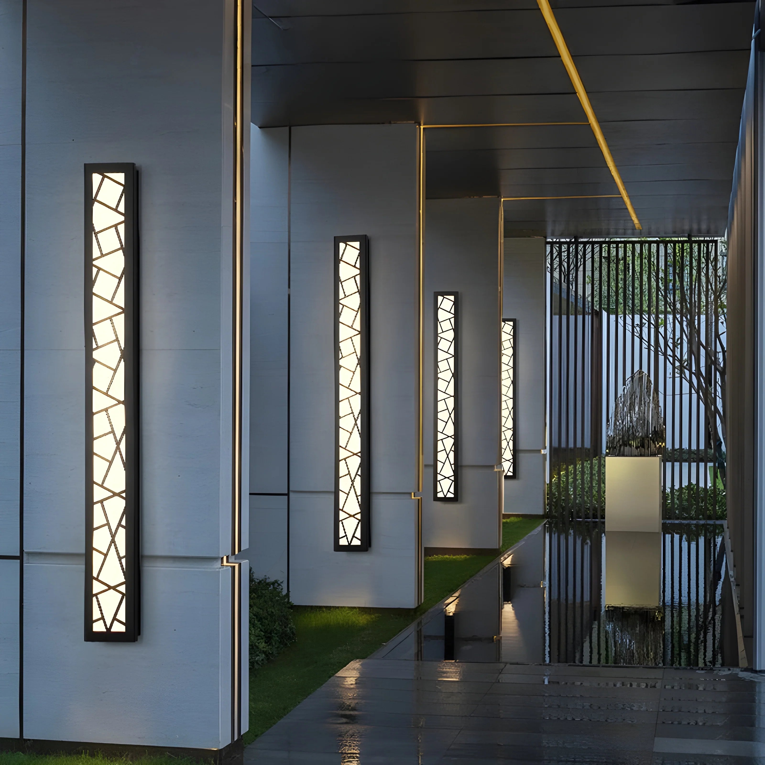 Lámpara de pared LED alta de aluminio resistente al agua para exteriores con diseño creativo negro para villa