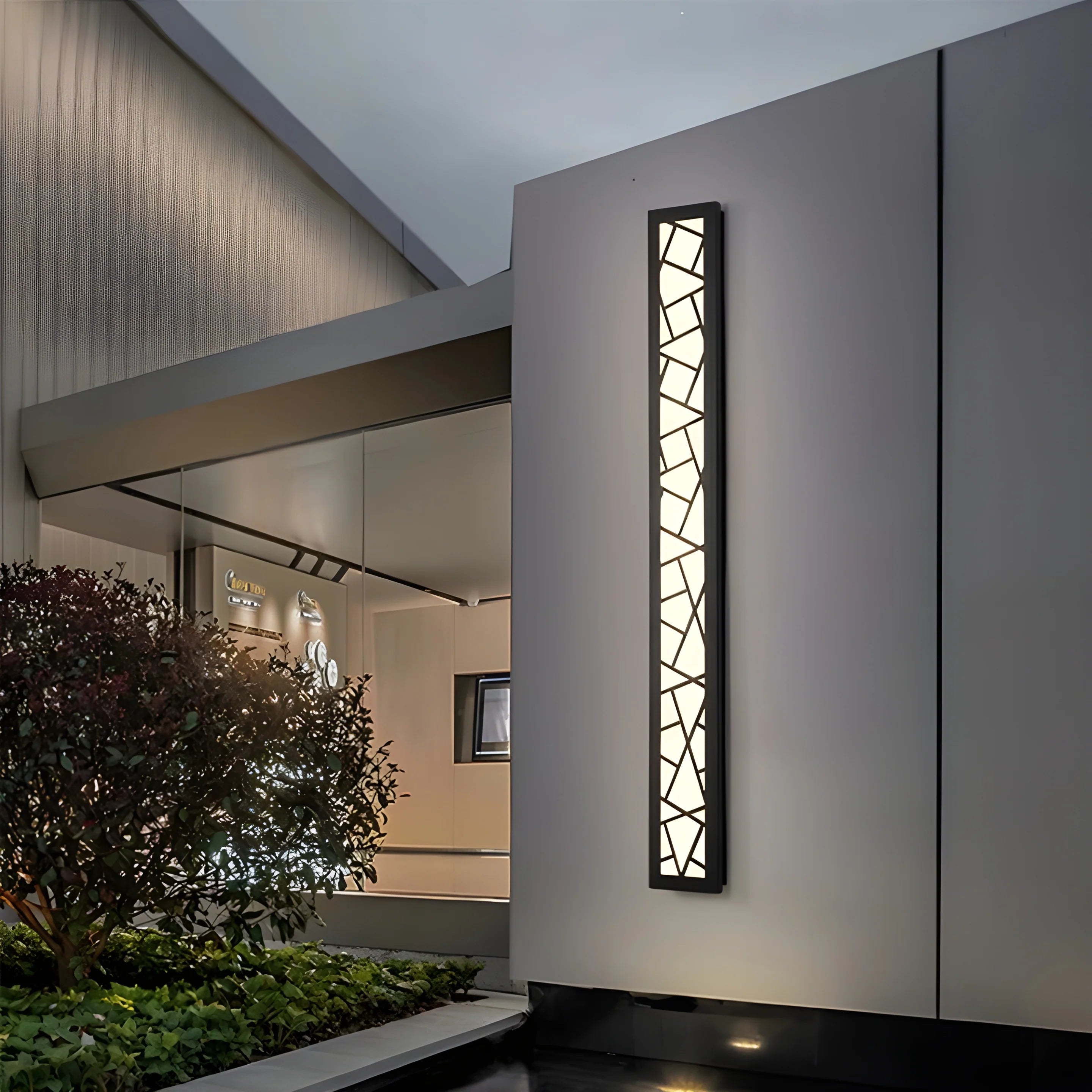 Lámpara de pared LED alta de aluminio resistente al agua para exteriores con diseño creativo negro para villa