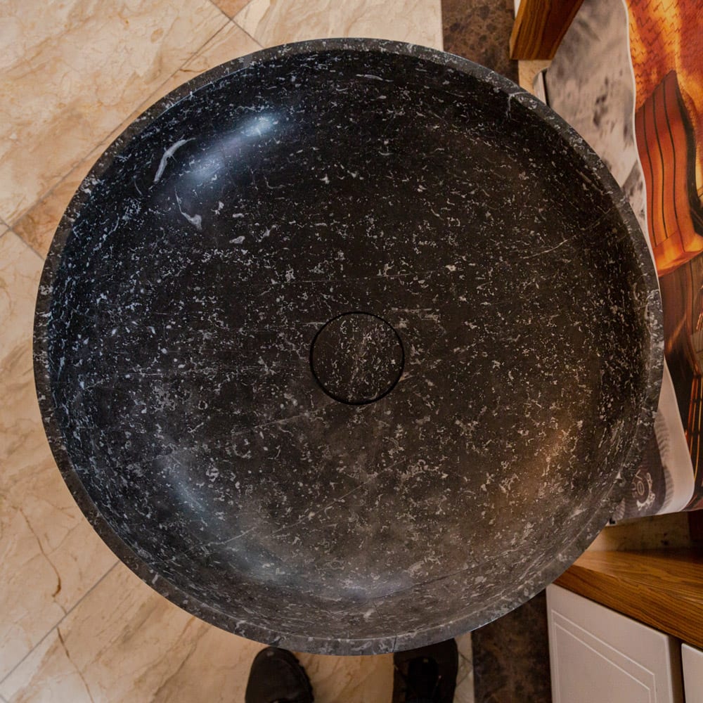 Natural Stone Black Marble Stand-alone Pedestal Sink Polished (D)20