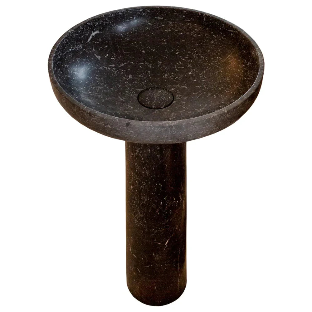 Natural Stone Black Marble Stand-alone Pedestal Sink Polished (D)20