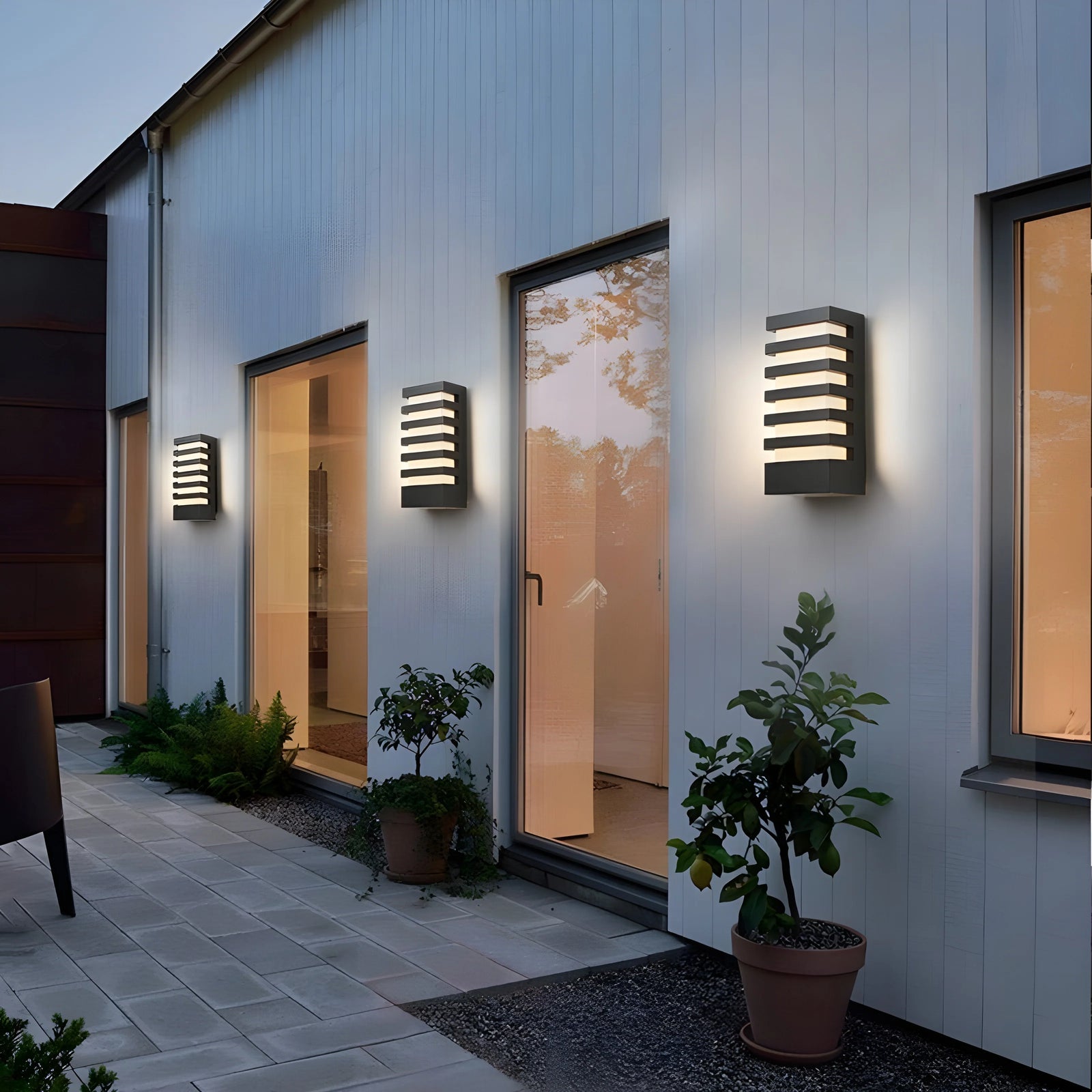 Aplique de pared LED de aluminio resistente al agua para exteriores, color negro, para porche y jardín