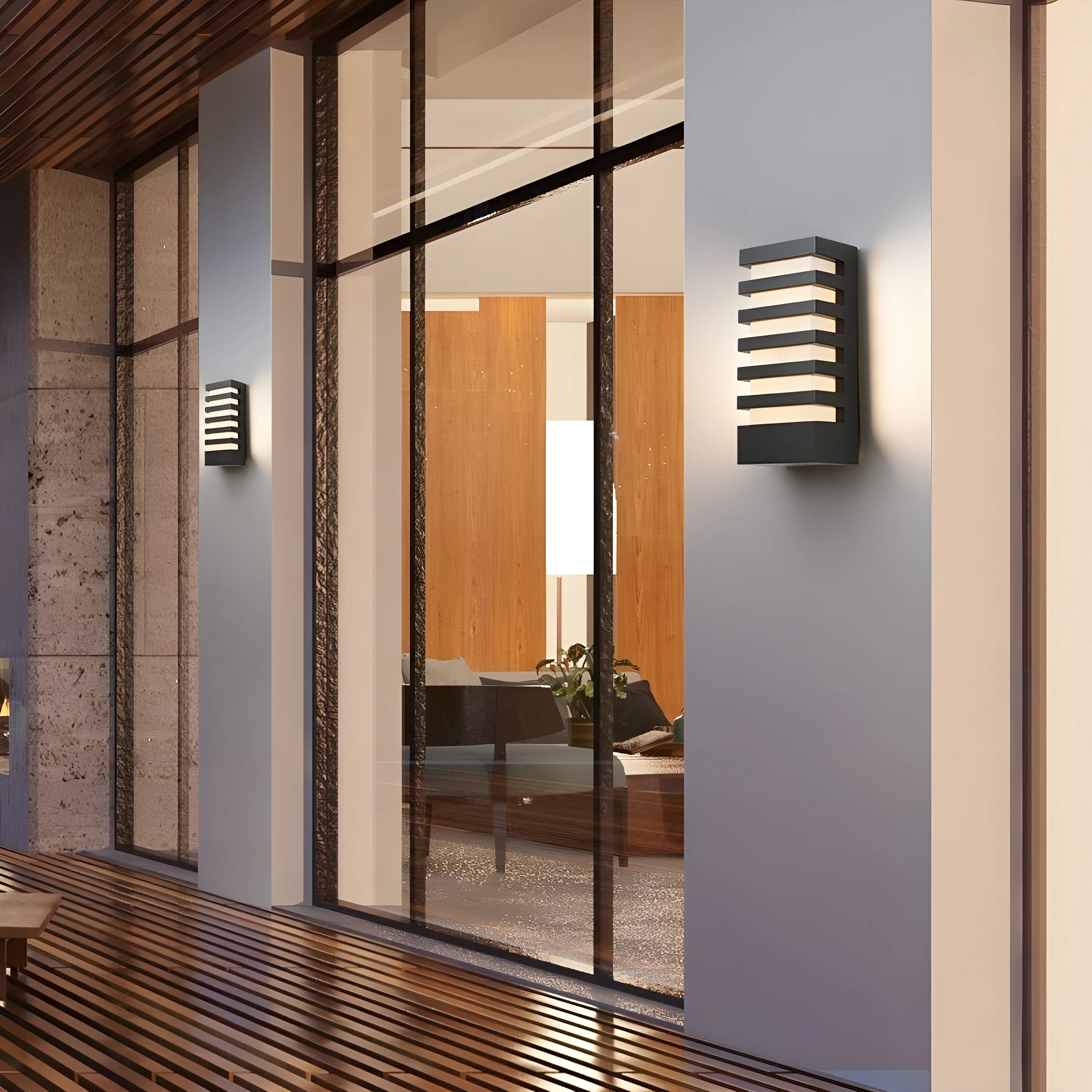 Aplique de pared LED de aluminio resistente al agua para exteriores, color negro, para porche y jardín