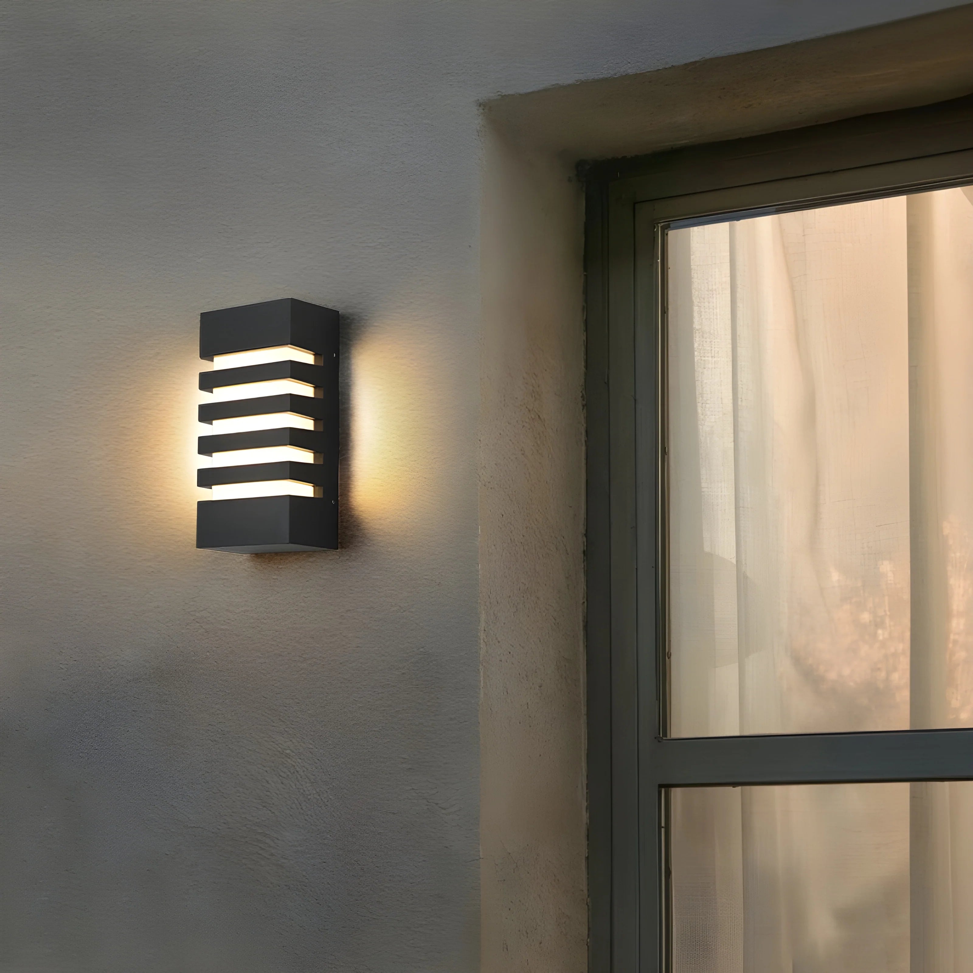 Aplique de pared LED de aluminio resistente al agua para exteriores, color negro, para porche y jardín