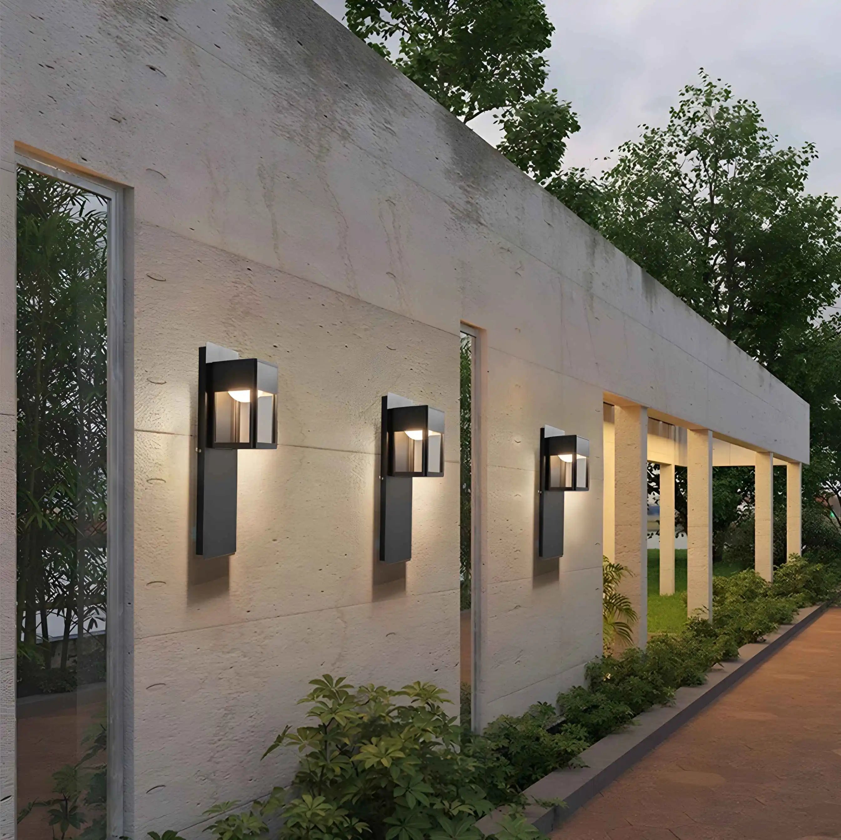 Aplique de pared LED de aluminio para exteriores, resistente al agua, color negro y bronce, con sensor de movimiento
