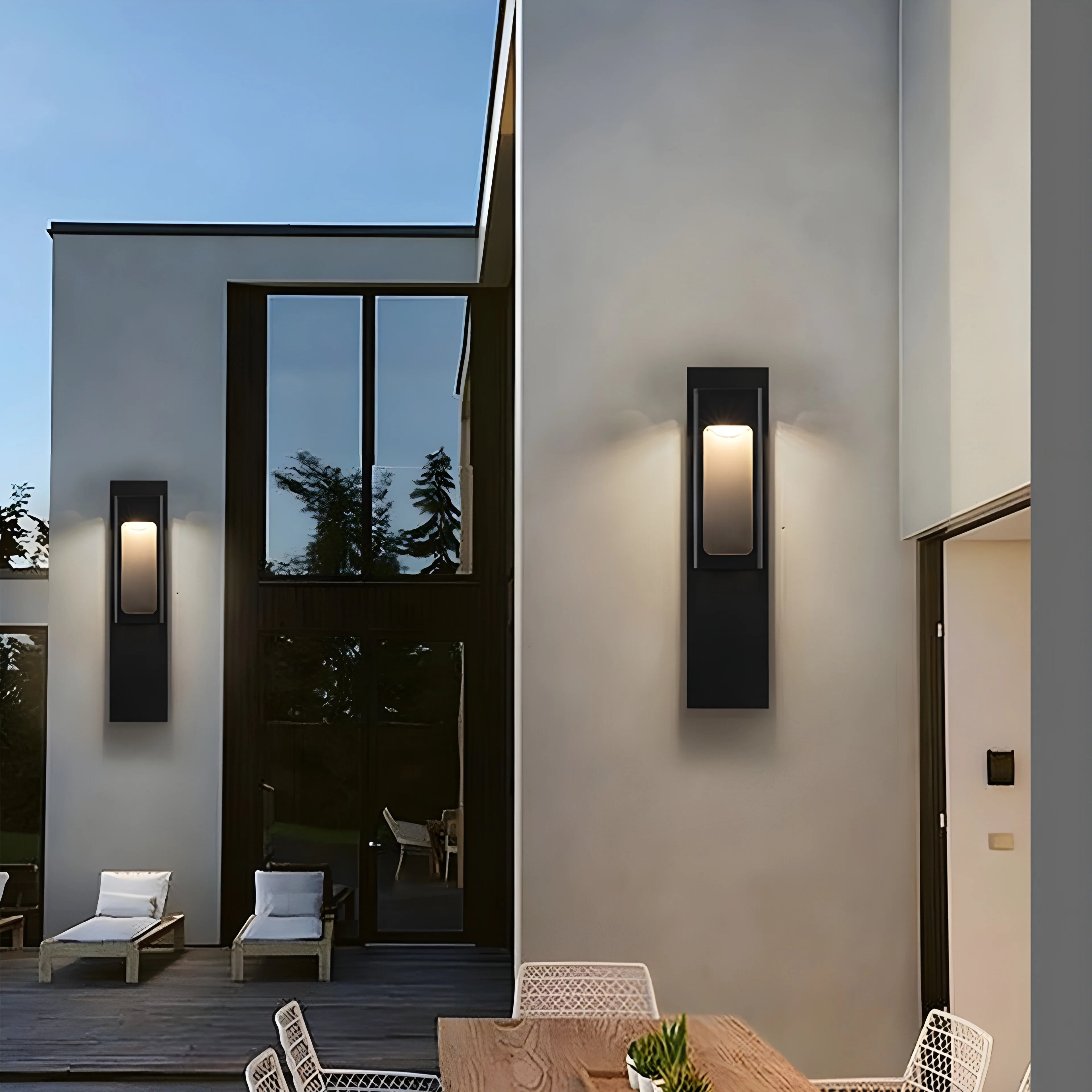 Aplique de pared LED de aluminio para exteriores, resistente al agua, color negro y bronce, con sensor de movimiento