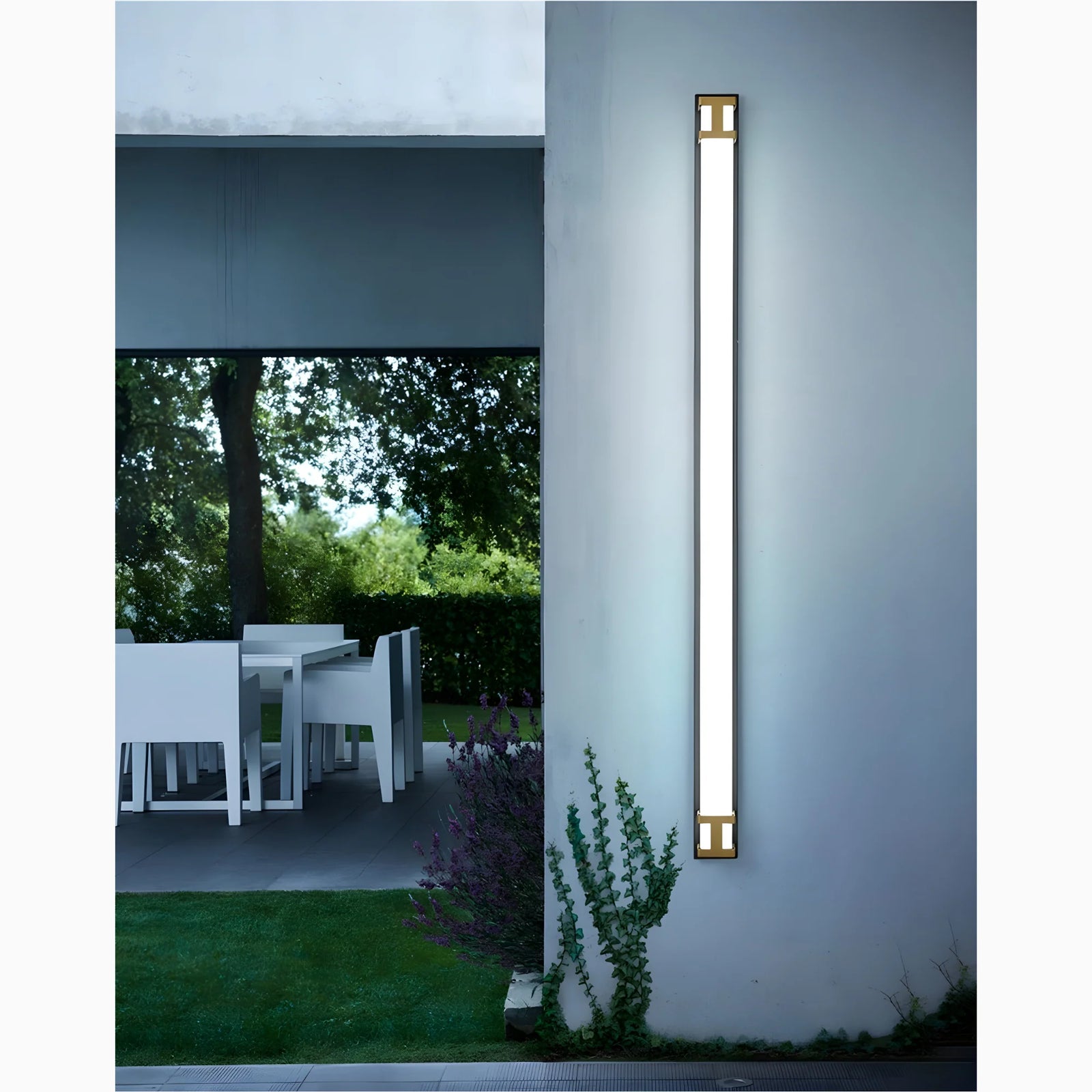 Lámpara de pared LED larga impermeable para exteriores, color negro y dorado, para jardín, villa y porche