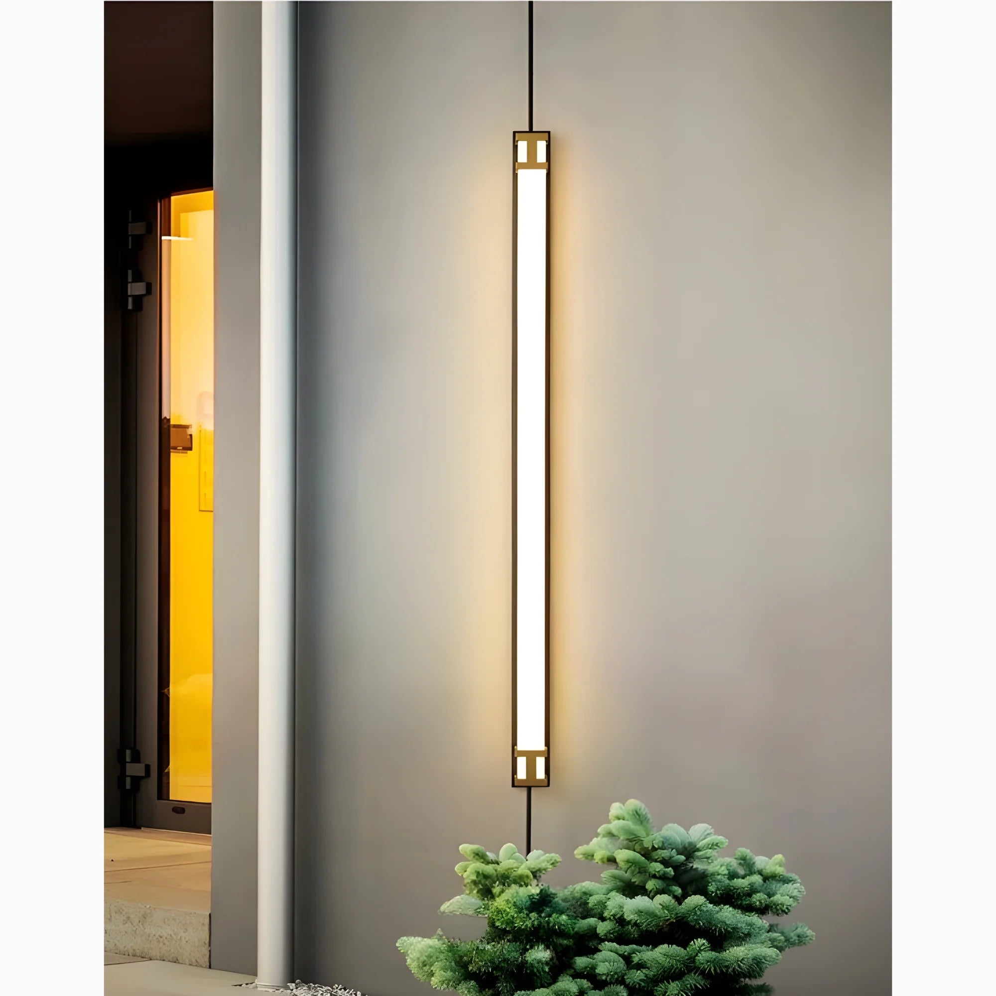 Lámpara de pared LED larga impermeable para exteriores, color negro y dorado, para jardín, villa y porche