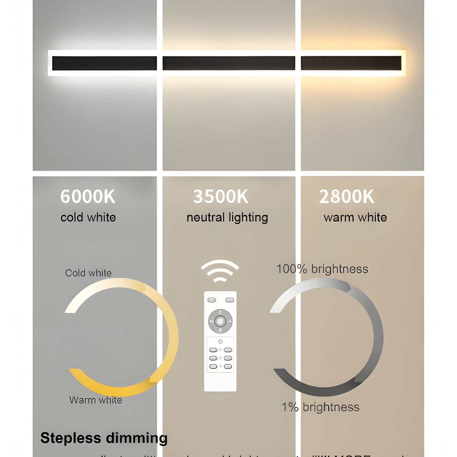 Lámpara de pared LED impermeable para exteriores negra con modelo de control por aplicación