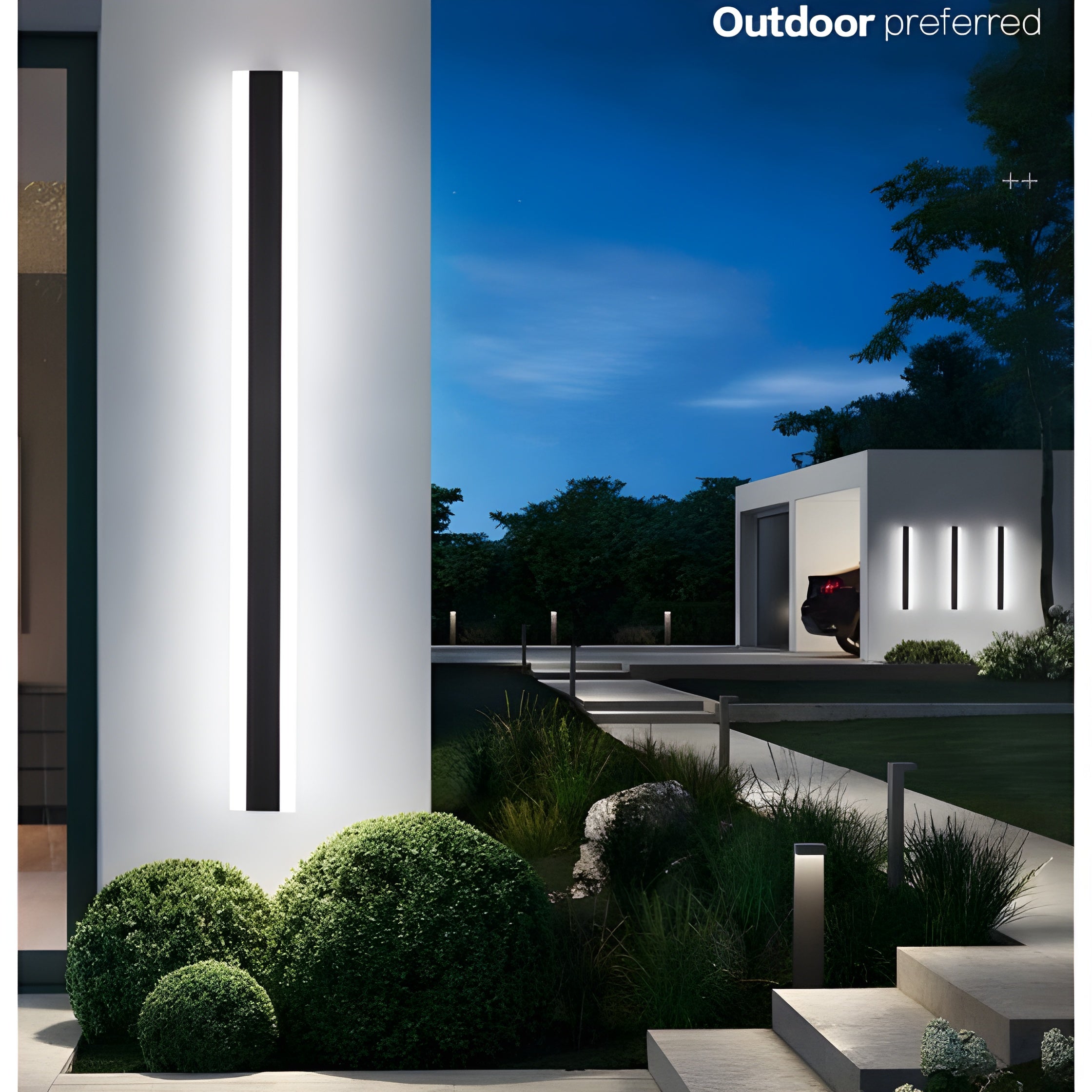 Lámpara de pared LED impermeable para exteriores negra con modelo de control por aplicación
