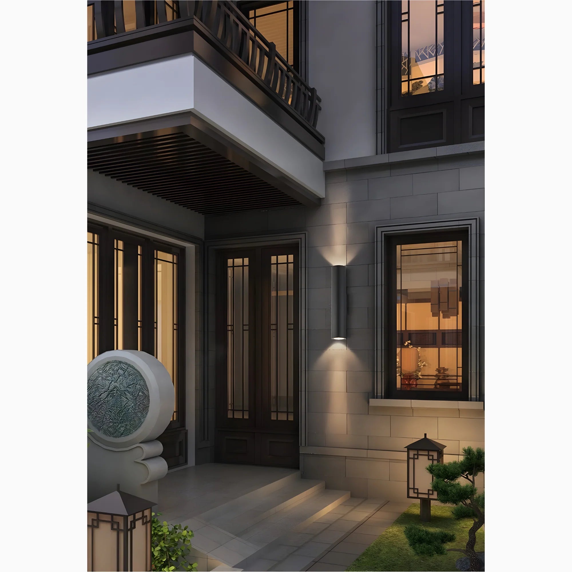 Lámpara de pared LED de aluminio para exteriores, resistente al agua, color negro, para jardín y porche