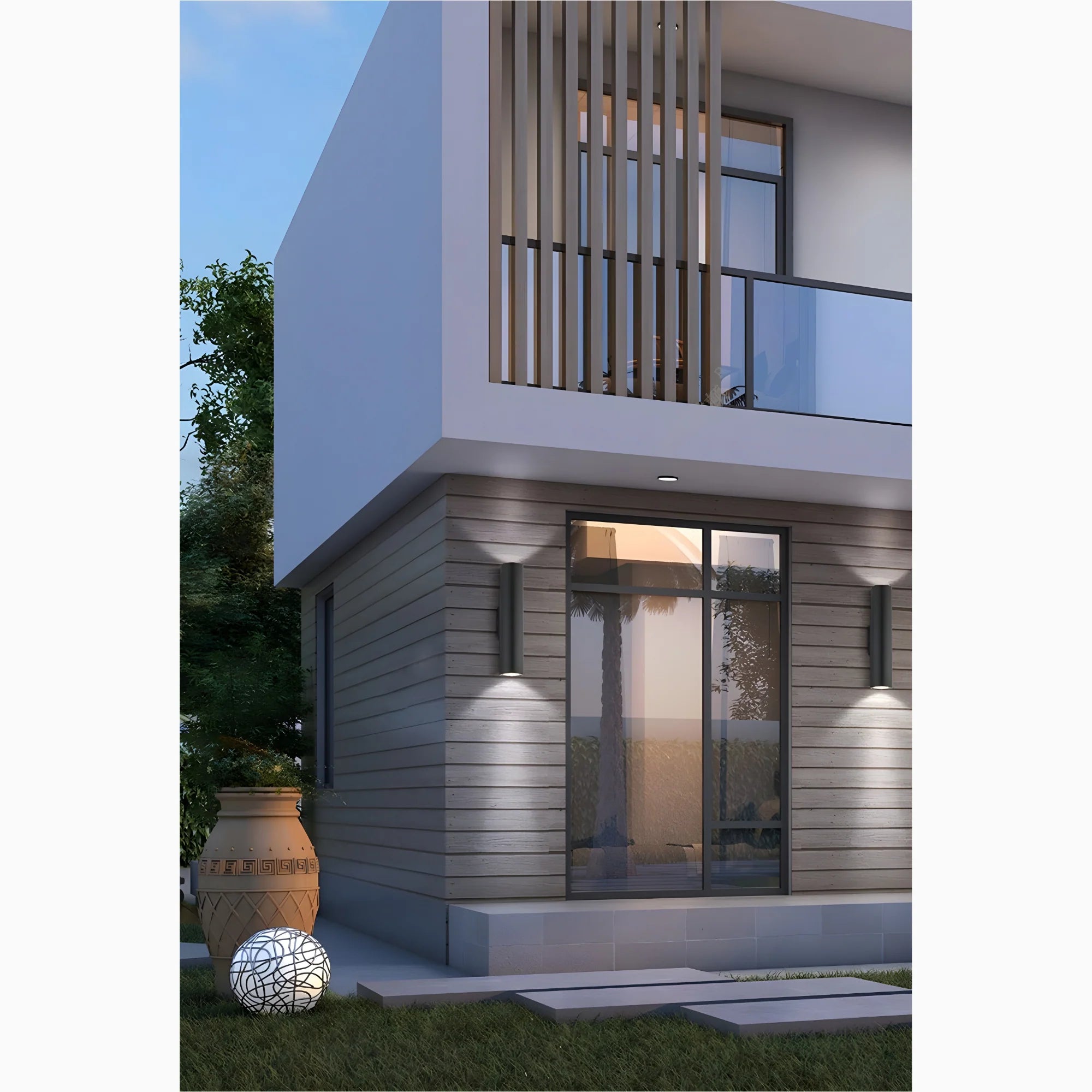 Lámpara de pared LED de aluminio para exteriores, resistente al agua, color negro, para jardín y porche