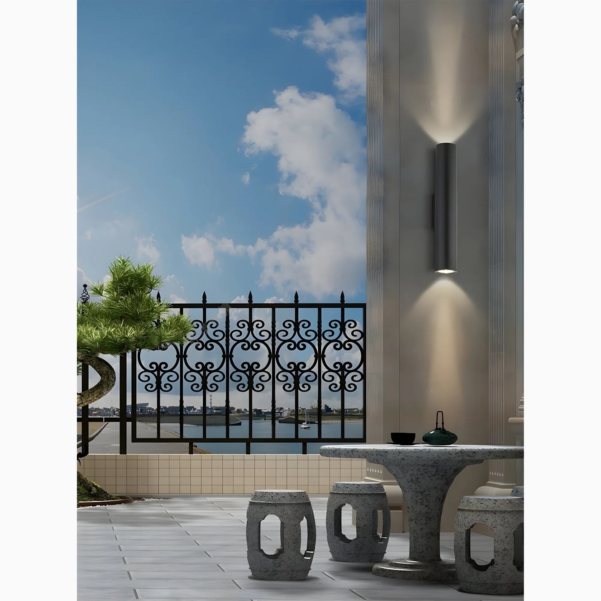 Lámpara de pared LED de aluminio para exteriores, resistente al agua, color negro, para jardín y porche