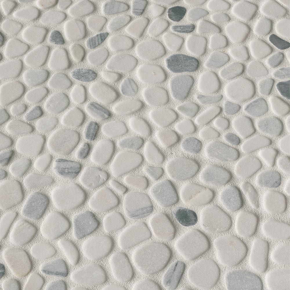 Mosaico de mármol blanco y negro de 29,5 x 29,5 cm, montado sobre malla - Colección MSI