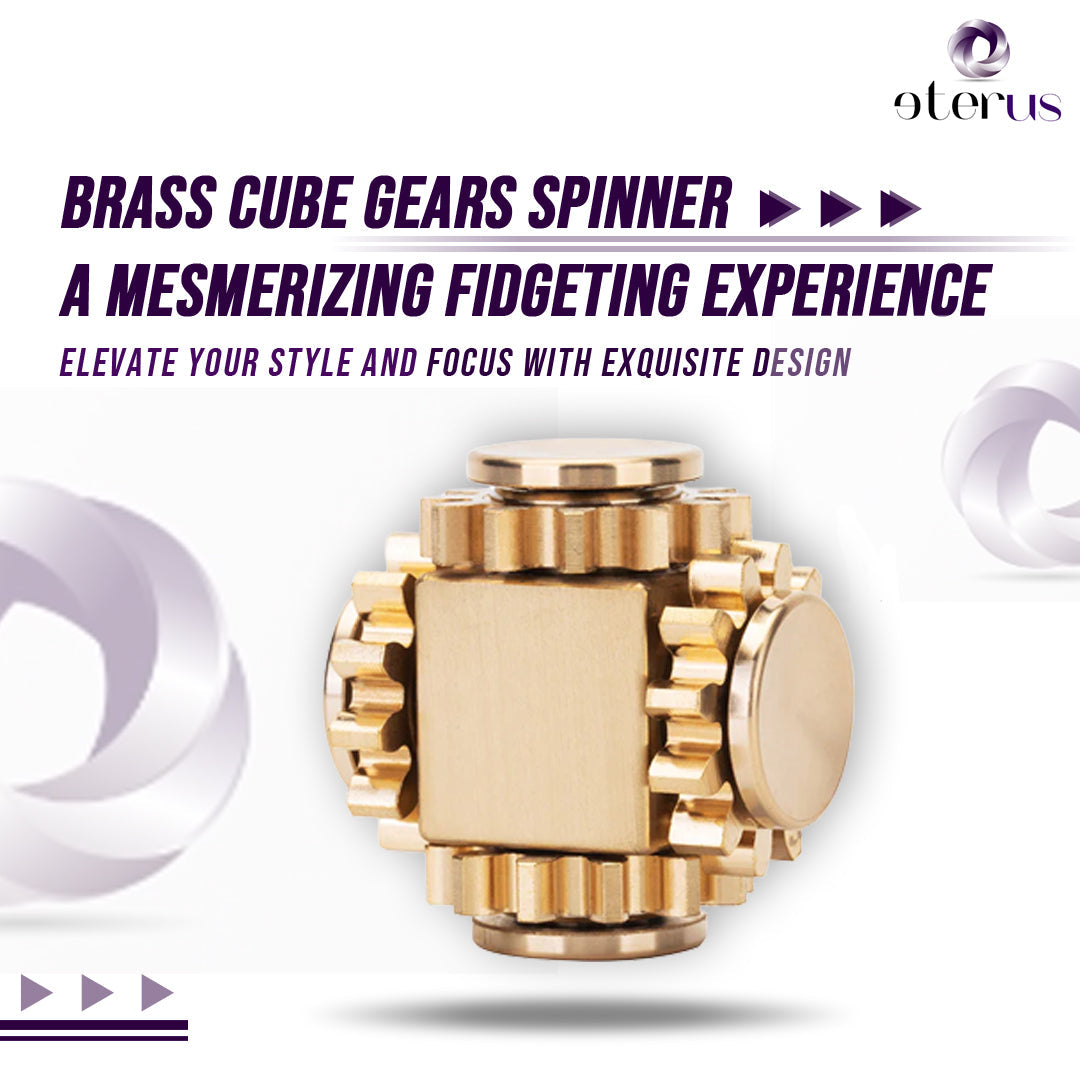 Brass Cube Gears Spinner Stress-Relieving Gadget